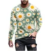 Herr t-skjortor Autumn Fashion Clothing 3D Flower Print grafik långärmad rund hals y2k toppar casual t-shirt