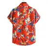 Men's Casual Shirts 2024 Vintage Floral Print Button Up Hawaiian Men Fashion Slim Short Sleeve Beach Holiday Tops For