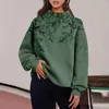 Dameshoodies Mode Print Lange mouw Losse split Half coltrui Sweatshirt Top Eenvoudige veelzijdige kleding 2023