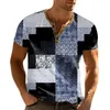 T-shirt da uomo T-shirt stampata All'aperto Bottone retrò Manica corta ampia Modello temperamento semplice Camicia quotidiana per il fine settimana Ropa Para Hombre