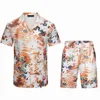 Amicasual verão de alta qualidade sportsuit moda manga curta boliche havaí designer praia floral monograma camisa conjunto M-XXXL
