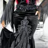 Spódnice y2k gotycka ciemna aksamitna sukienka kobiety vintage koronkowe patchwork trąbka spódnica bajki bajki grunge streetwear emo alt alt