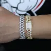 HOP CZ Solid Rivet Spike Cuban Miami Lock Clasp Heavy Bracelet Iced Out Men Rapper Link Chain Bangles Fashion Jewelry Link 315J