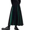 Jupes Femmes Vintage Colorbock plissé haute taille élastique A-line tricot midi long jupe n7yf