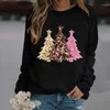 Women's Hoodies Color Top Ladies Fashion Casual Round Neck With Shoulder Sleeves Christmas Partial Print Hoodie Winter Suit Women