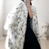 Skórzana sztuczna skóra sztuczna futra Faux Fur Plusy Plus płaszcz w rozmiarze Środkowa długość długiej rękawów swobodny luźny płaszcz kardan futra kobiet biały polar wysokiej jakości płaszcz J231227