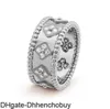 Ringar smyckesdesigner kvinnlig diamantring med fyra bladklöver kalejdoskop Europe 925 Silver Fashion Gold Diamond Lovers smycken Vale