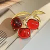 HUANZHI – boucles d'oreilles en résine rouge et métal cerise pour femmes, mignonnes, élégantes, Vintage, personnalité, bijoux irréguliers, automne 2023