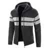 Herren Hoodies Winter Warme Streetwear Zip Up Sweatshirt Langarm Plus Fleece Kapuze Pullover Jacke Dicke Gestreifte Strickjacke Lose Mäntel