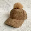 2023102509109 ins sell Winter pluse cute Faux fur ball pompon lady baseball bomber hat women leisure visors cap 231226