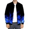 Hot Selling Men's Autumn and Winter Jackets in Europe and America, 3D Digital Printing, Cross-border Flame Pattern, Thin Style Pilot Jacket