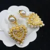 Summer Women's Vintage Court Style Pearl Bow Heart-Shape Earrings 231227