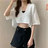 Kvinnors T-skjortor Crop T-shirt Tops för kvinnor Sexig Knitwears Summer Clothing Trend 2023 Korean Streetwear Y2K Fashion Cute Things