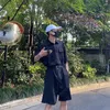 Men's Pants Summer Short Sleeved Overalls Suit Fashion With Same Clothes Clothing Y2k Streetwear Cargo Man