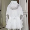 Trench-coat de styliste pour femmes, jupe mi-longue, taille fine, sweat à capuche, badge brodé, ample, décontracté, manteau de protection solaire