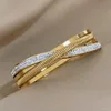 Allyes Wicking Elastic Chain Gold Silber Farbe Edelstahl Armreifen Armbänder für Frauen Modeaccessoires 231227