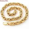 Granny Chic Design Men's Jewelry Gold Color Stainless Steel Huge Heavy Wide Byzantine King Chain Necklace 15mm7 -40&quot308G