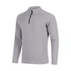 Lu Men's Outdoor Long Sleeved Standing Neck Running Sports Fitness Breattable Quick Torking Half Zipper Men's T-Shirt Elastic Top