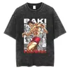 Camisetas para hombre, camiseta con gráfico de Anime Haikyuu, camiseta lavada Vintage para hombre, ropa informal estilo Hip Hop de gran tamaño, camisetas Haruku de verano, camisetas de algodón, camisa Ops Ees