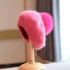 In Hat Japanese Angora Rabbit Beret for Women Winter Warm Soft Knit Berets Mink Pom Wool Cap Wholesale 231226