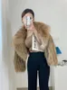 女性の毛皮の女性フェイクコートソリッドターンダウンカラーショートカーディガン秋の冬服韓国ファッション長袖Abrigo Mujer F3