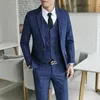 Blazers fashionabla rutiga män kostymer groomsmen topp lapel brudgummen tuxedos knappar bröllop/prom/middag bästa man blazer (jacka+byxor+midja