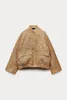 Herbst Winter Metal Color Farb -Pailletten gewebte Jacke für Frauen losen Standkragen Langarm Coat Gold Chic Female Outwear 231227