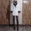 디자이너 여성 블레이저 재킷 코트 의류 양모 블렌드 스프링 가을 라인 스톤 패널 릴리스 상단