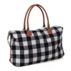 Bolsa Buffalo Bolsa Bola de Bola Vermelha Bolsa Plaidada Preta de Grande Capacidade Tote de Armazenamento de Armazenamento de Armazenamento