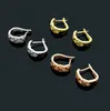 Europe America Style Lady Women Titanium Steel Engraved C Initials Rhombus Plaid Setting Diamond Clip Hoop Earrings 3 Color3948540