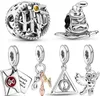 100% 925 Sterling Silver Hedwig Owl Charm Hallows Deathly Handlegs Minchações Fit Fit original Bracelet Woman Jóias Pinging7481449