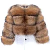 Maomaokong Real Fur Coat Women 100ナチュラルアライグマジャケット女性冬の温かい高品質帽子231226