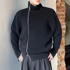 Maglioni da uomo Giacca casual lavorata a maglia con cerniera autunno inverno Maglione dolcevita sciolto tinta unita coreano senza genere con abbottonatura diagonale