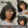 Trueme Short Curly Bob Human Hair WigsハイライトJerry Curly Wig with Bangs Colored Brazilian Deep Curly Non Lace Wig for Women 231227