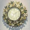 Väggklockor metallkonstdekor nordisk stil blad lyxklocka tyst tyst klassisk mekanism reloj pared heminredning