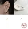 Stud GS 925 Sterling Silver Pin Ear Wrap Crawler Brincos para Mulheres Surround Aurícula Diagonal Zircon Piercing Brinco Oorbellen11408939