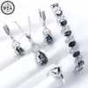 Natural Rainbow Jewelry Sets 925 Sterling Silver Stones Wedding Earrings For Women Bracelet Necklace Rings Set Gifts Box 220818311y