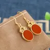 Stud Earrings ES058 ZFSILVER S925 Silver Korean Fashion Trendy Simple Glue Round Retro Dangle Jewelry Women Match-all Girl Gifs