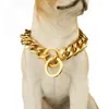 16-26 Collar para perro mascota Seguridad Anti-Pérdida Collar de cadena de plata Curb Cuba Link 316L Joyería de acero inoxidable Suministros para perros Wholesa305U