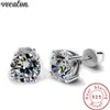 Handgemaakte 4 klauwen oorbel 3ct Diamond 925 Sterling zilveren Verlovingsbruiloft Stud Oorbellen voor vrouwen men243O