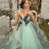 Elegant Mint Green Sleeveless Tulle ruffles Flower Girl Dresses For Wedding 2023 Princess Lace Appliques First Commonion Gowns