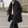 Hommes décontracté solide automne nouvelle veste longue ample hommes haute rue coupe-vent Trenchcoat H48 231227