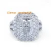 Clusterringen op maat 3 Emerald Radiant Ovaal Cut 14K/18K Solid White Gold Lab Moissanite Diamond Women's Wedding Ring