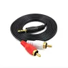 1,5 m 3,5 mm Jack Aux till 2 RCA Audio Video Cable Stereo Y Splitter Cable AV Adapter 2RCA -sladdtråd för PC DVD TV VCR -högtalare Kamerakablar