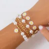 Bracciale di perline per perle di perla bohémien per le donne ganceli della catena di fiori set di ragazze alla moda di gioielleria