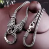 ペンダントネックレスv Ya Thai Silver Long Chain Necklace for Women 925 Sterling Marcasite Stone 1 5mm 60cm 70cm 75cm 80cm1218a