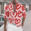 Camicie casual da uomo Camicia da uomo per il tempo libero stile San Valentino Camicette cardigan tinta unita a maniche lunghe con stampa amore