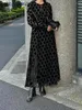 Casual Kleider Oansatz Langarm Kleid Dot Prin Samt Vestidos Mujer Japan Vintage Gericht Stil Vestido Ropa Frühling Frauen