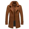 Uomo misto lana cappotti autunno inverno tinta unita resistente al freddo uomo cappotto di lana doppio colletto trench casual uomo 231226