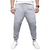 Men's Pants Fashion Solid Color Pleated Sweatpants Overalls Casual Pocket Loose Fit Workout Outfits